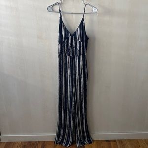 Dark navy blue striped jumpsuit